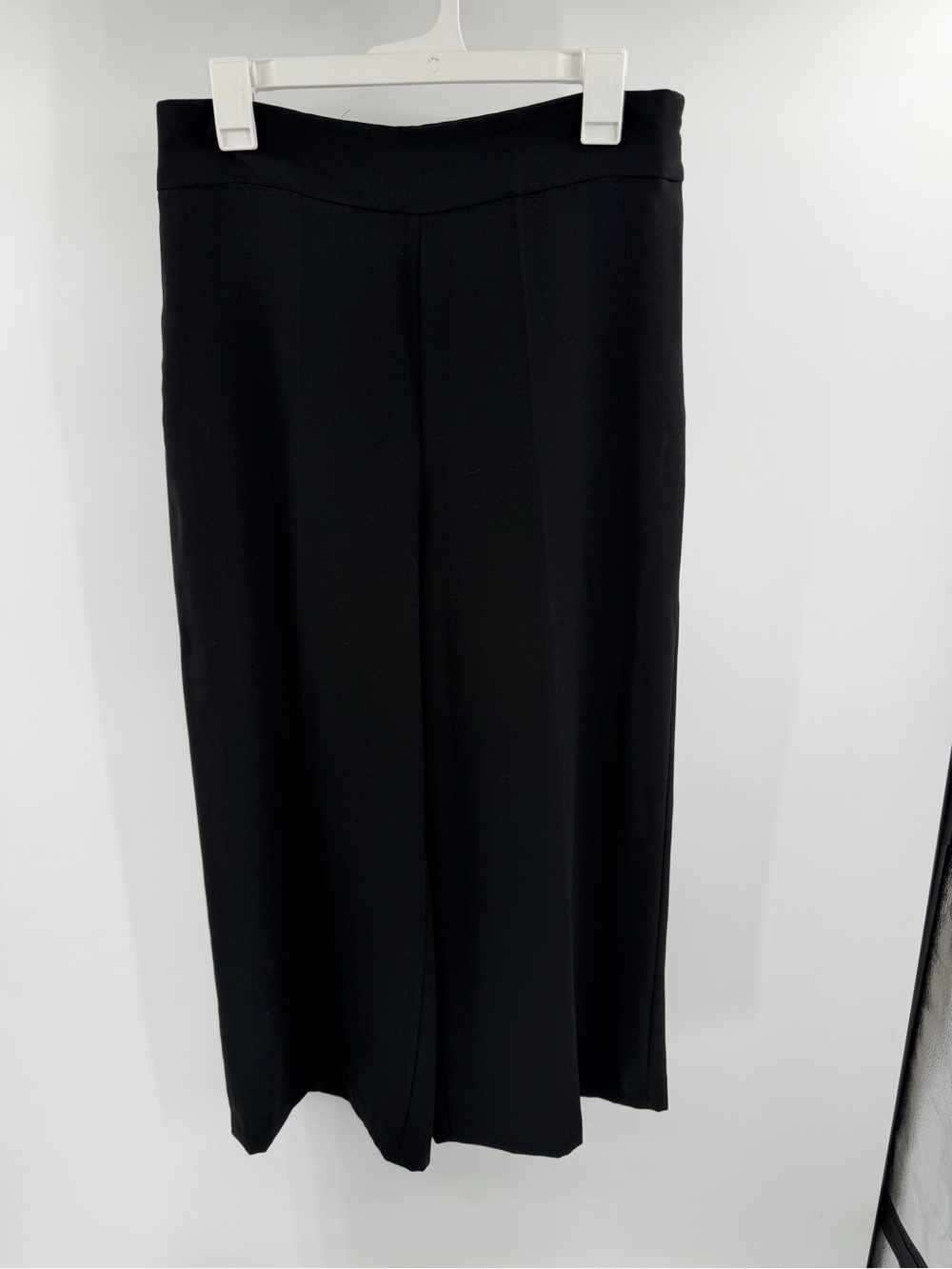 Zara Black Wide Leg Cropped Dress Pant Trouser Size Large Work Career Minimalist